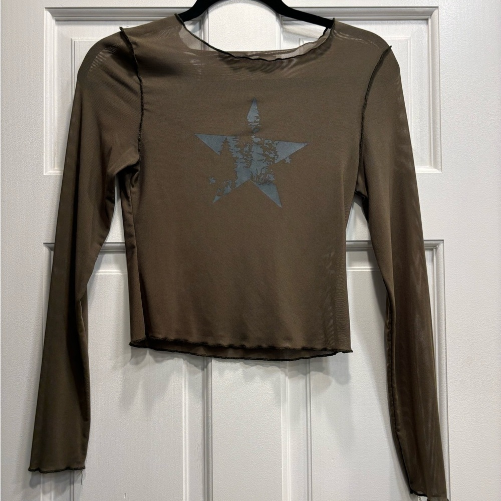Olive green mesh top